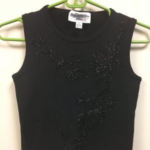 Emanuel Ungaro Black Sleeveless Beaded Wool Shirt